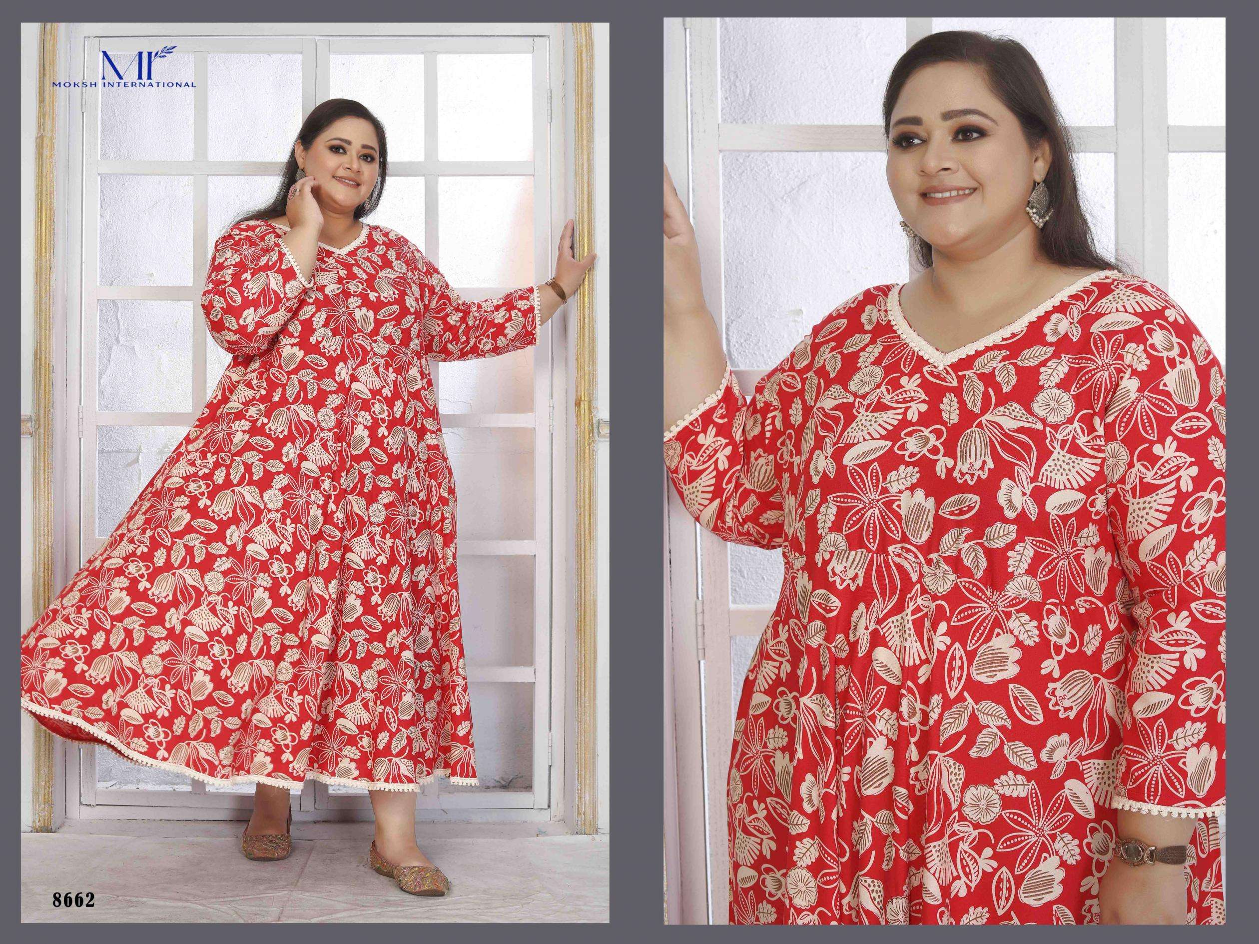 MOKSH PLUS SIZE COLOUR VOL-2 series 8660-8662 Premium Riyon wholesale kurti 