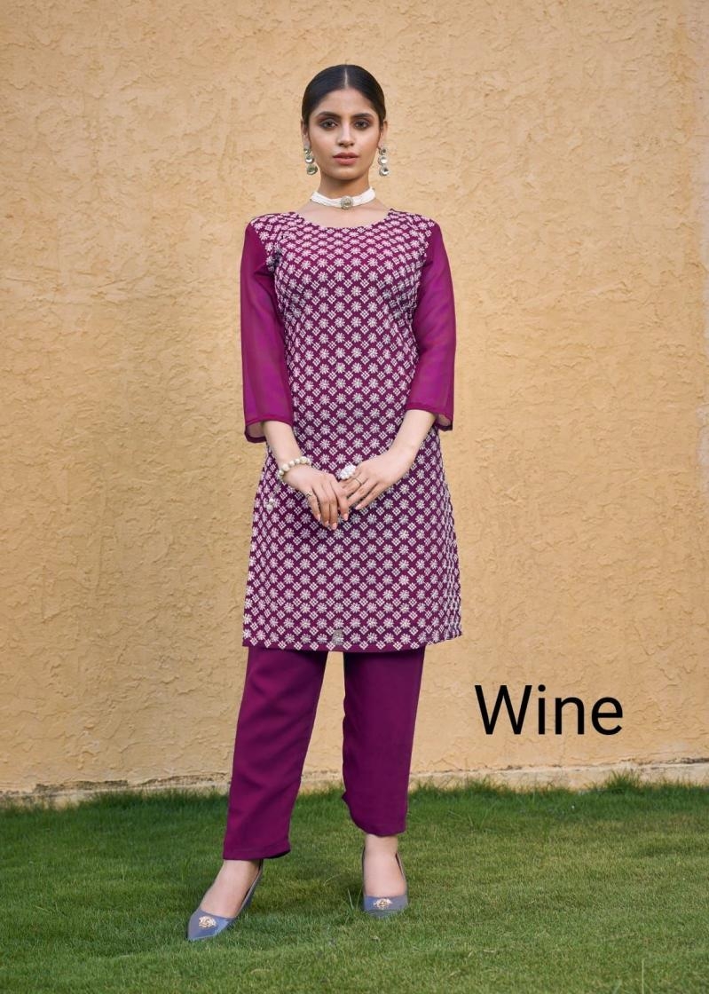 MOKSH ROOHI VOL-1  Fox Georgette chikan wholesale kurti 