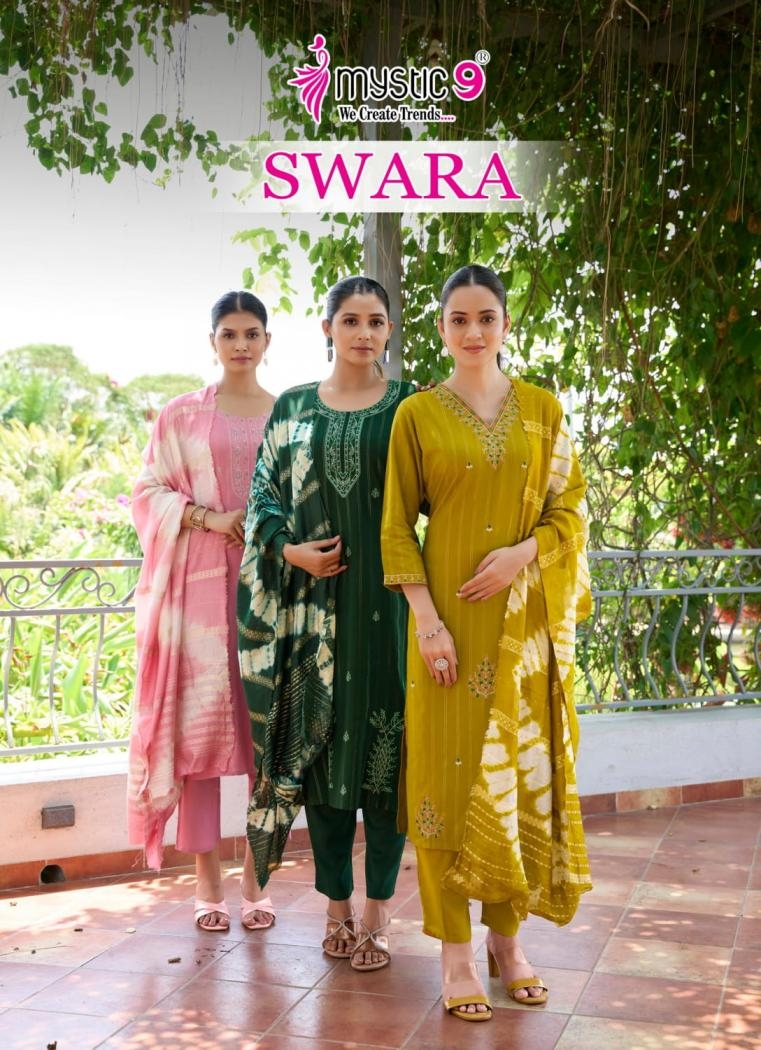 mystic9 swara vol 3 series 3001-3008 HEAVY RAYON DOBBY wholesale suit 