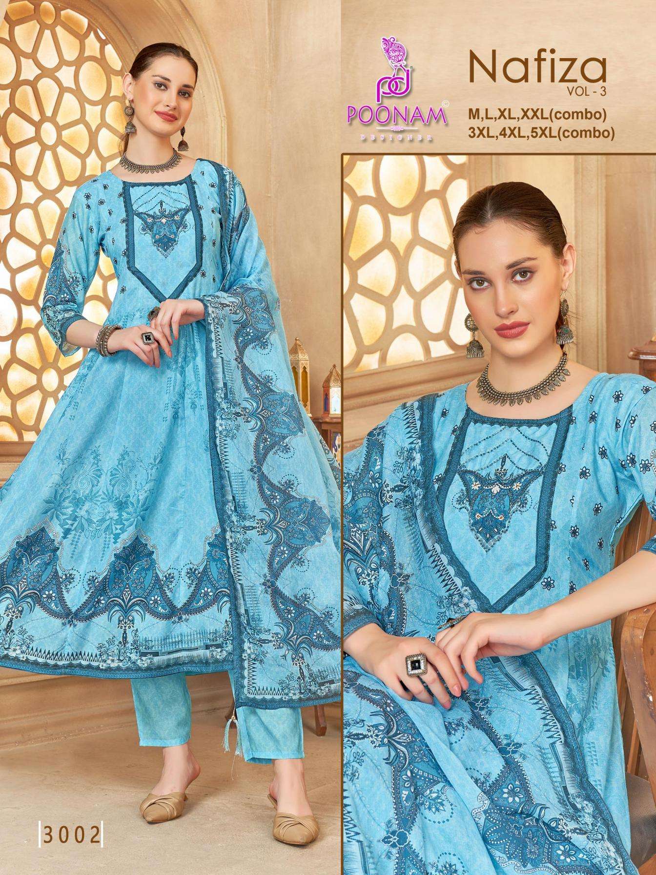 nafiza vol 3 series 3001-3003 printed cotton wholesale suit