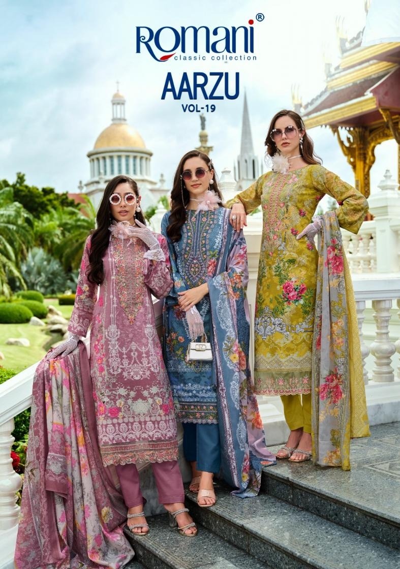 romani aarzu vol 19 series 1107001-1107008 cotton wholesale suit 