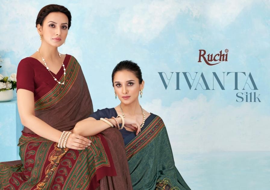 Ruchi vivanta silk vol 46 series 43101-43103 silk crape wholesale saree