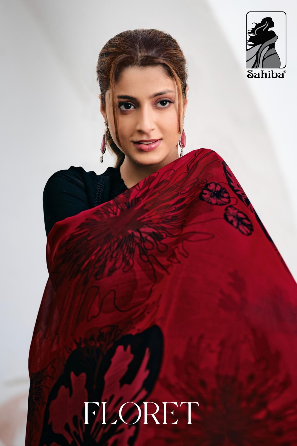 sahiba floret ORGANZA SILK DYED WITH EMBROIDERY HAND WORK wholesale suit 