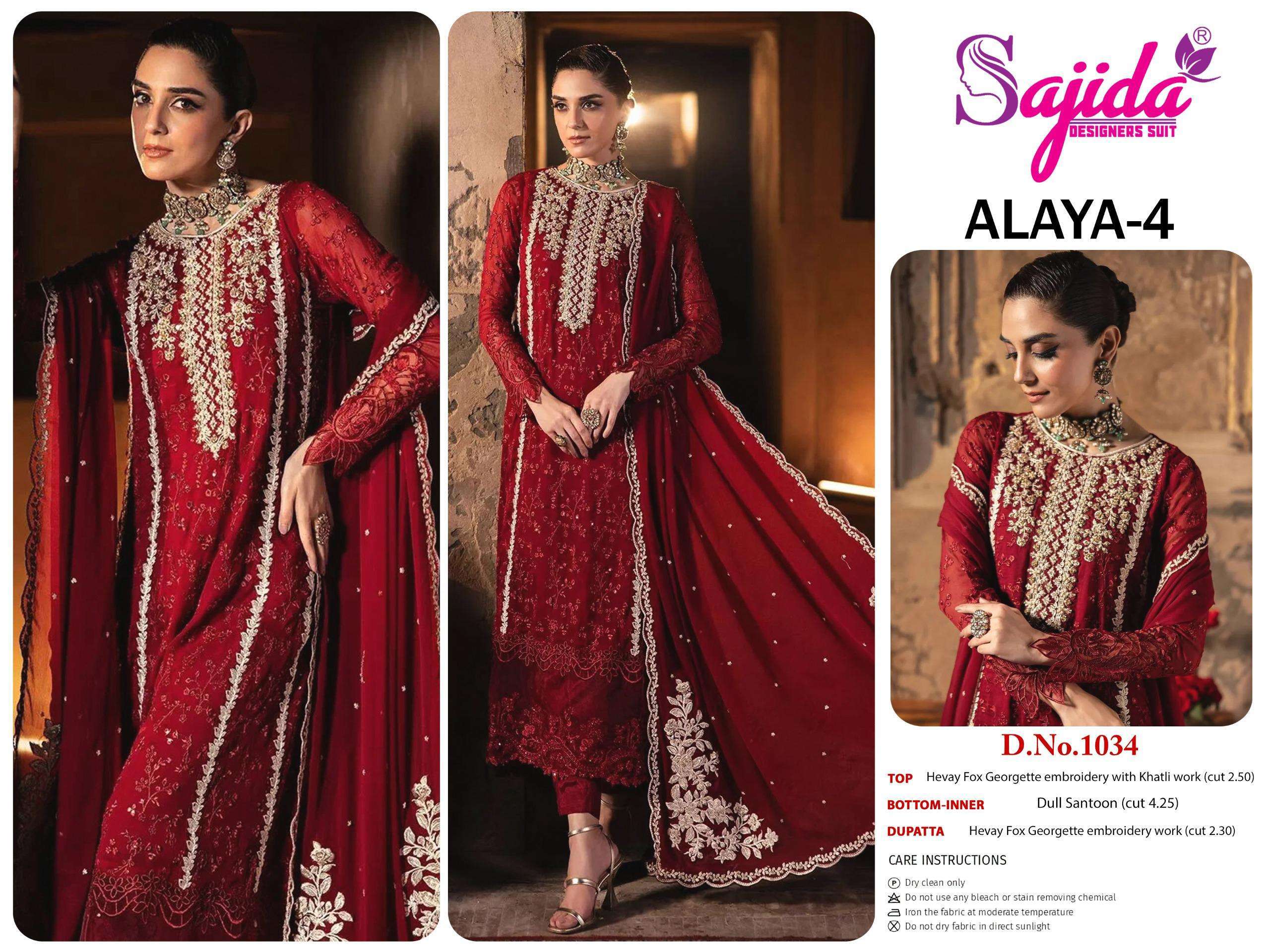 sajida designer alaya vol 4 1034 GEORGETTE wholesale suit 