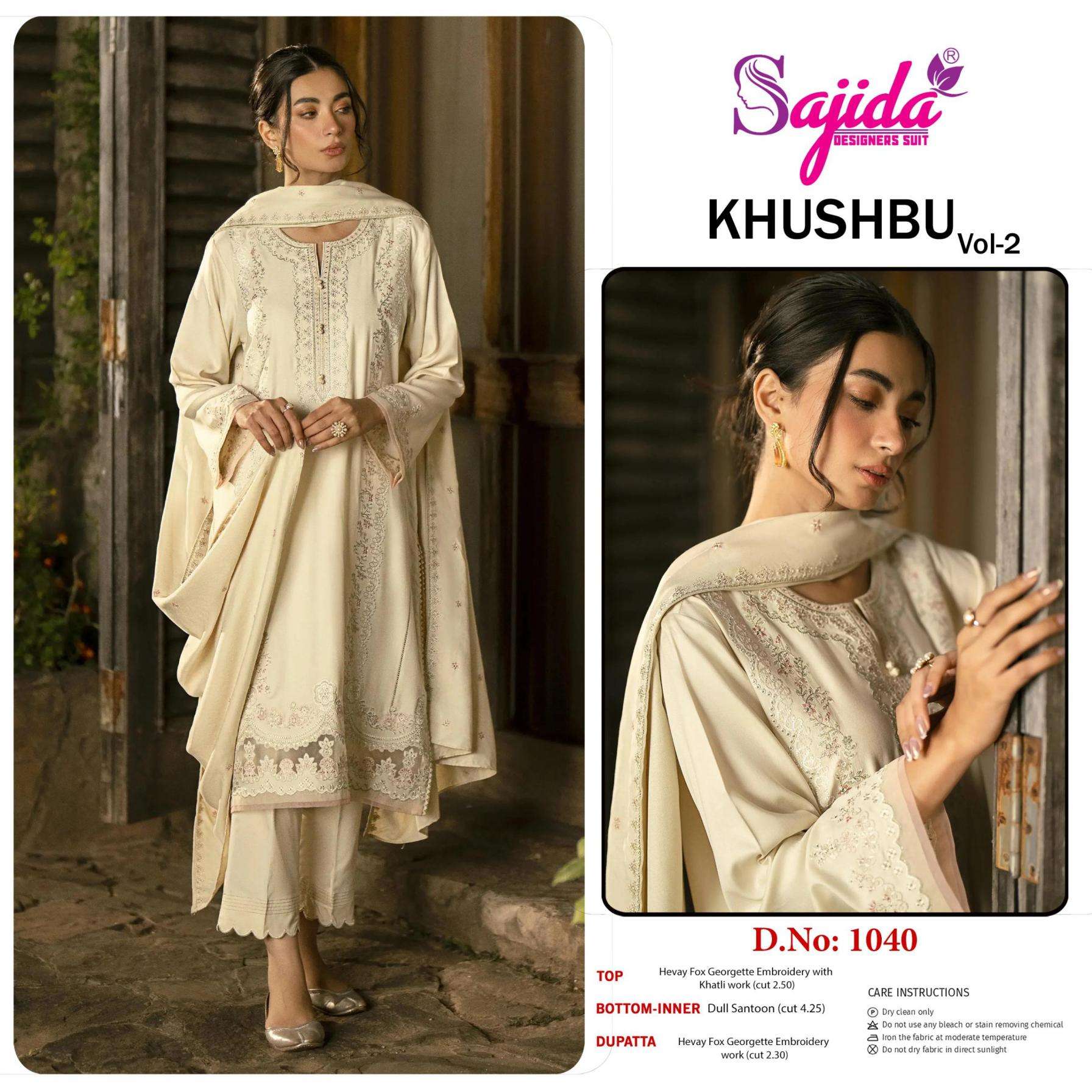 sajida designer khushbu vol 2 1040 GEORGETTE wholesale suit