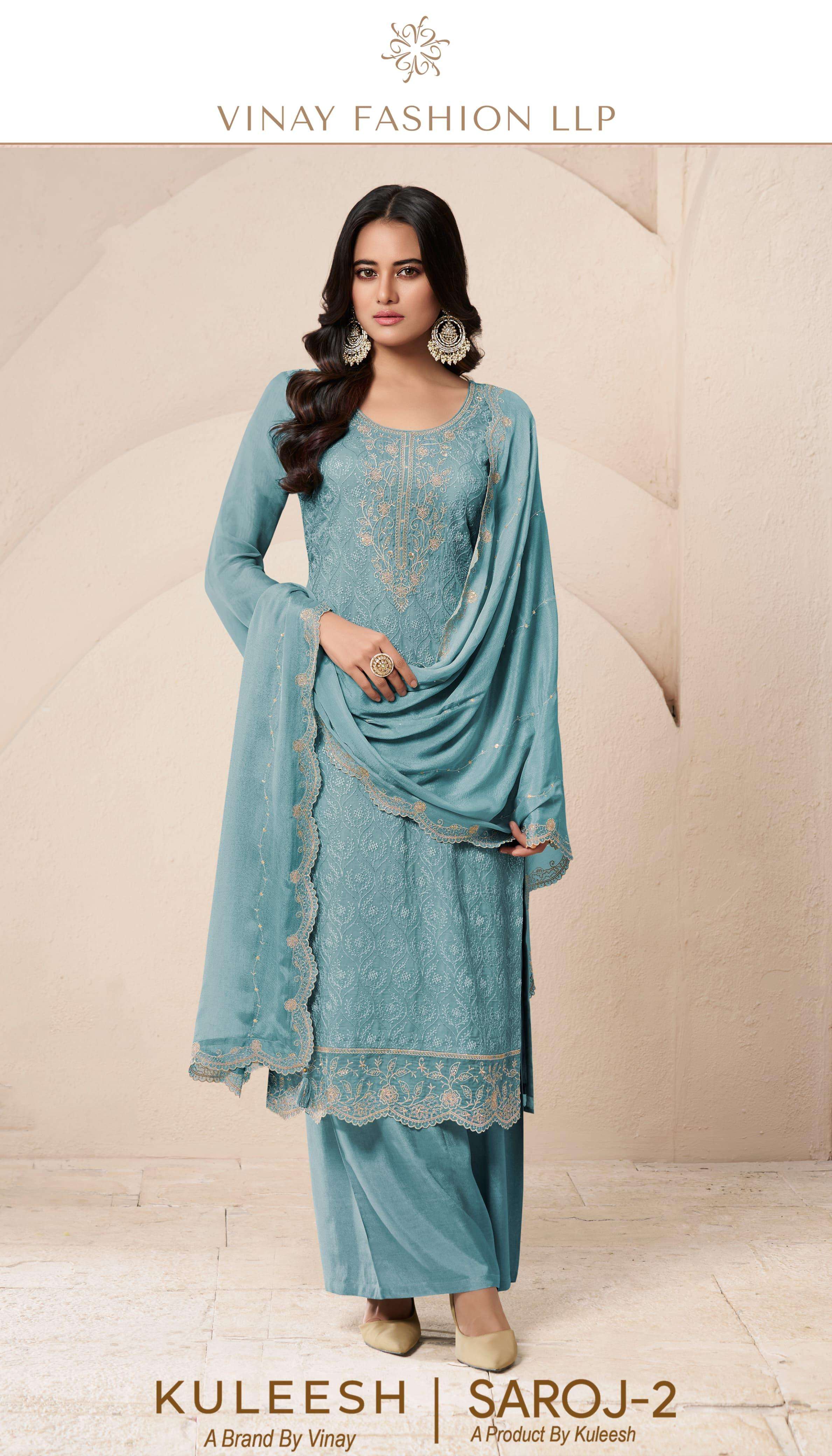 SAROJ-2 SCHIFFLI EMBROIDERED ORGANZA wholesale suit 