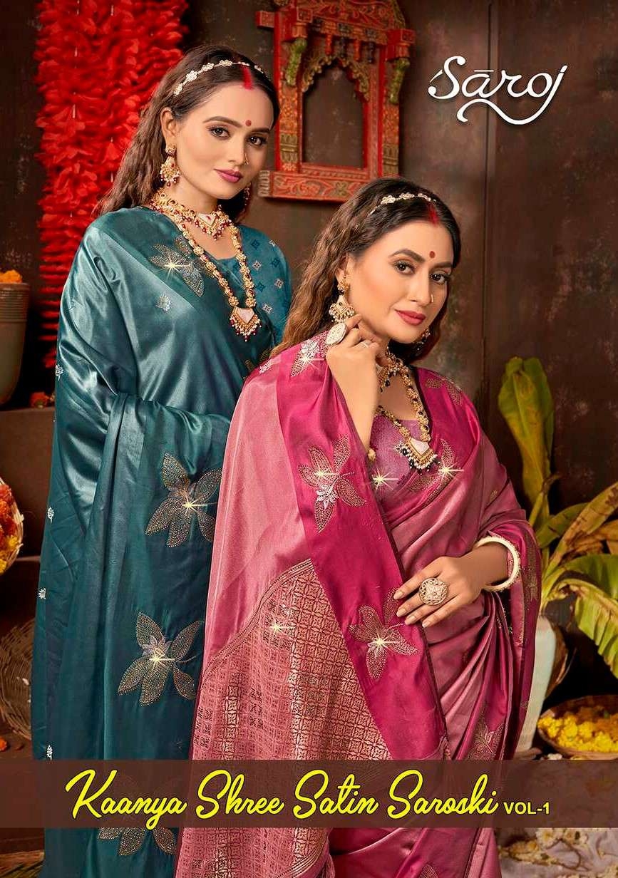 Saroj Kaanya shree satin saroski vol-1 satin silk wholesale saree