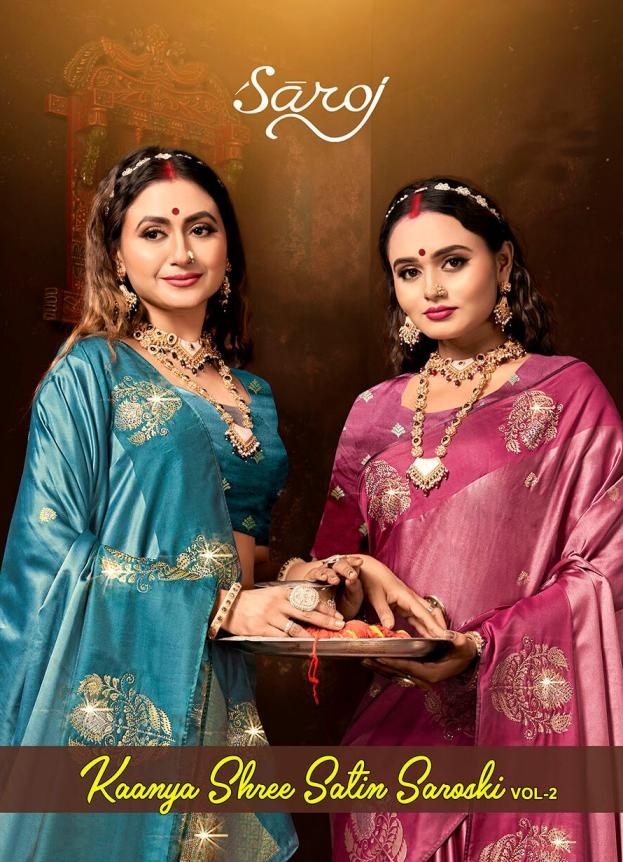 Saroj Kaanya shree satin saroski vol-2 series 1001-1004 satin silk wholesale saree