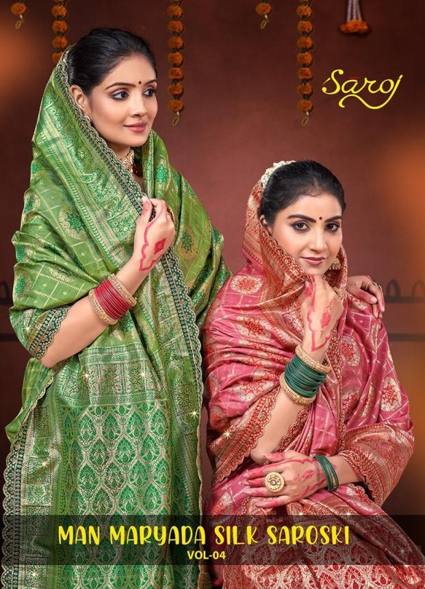 Saroj Man maryada silk saroski vol-4 series 1001-1004 silk wholesale saree
