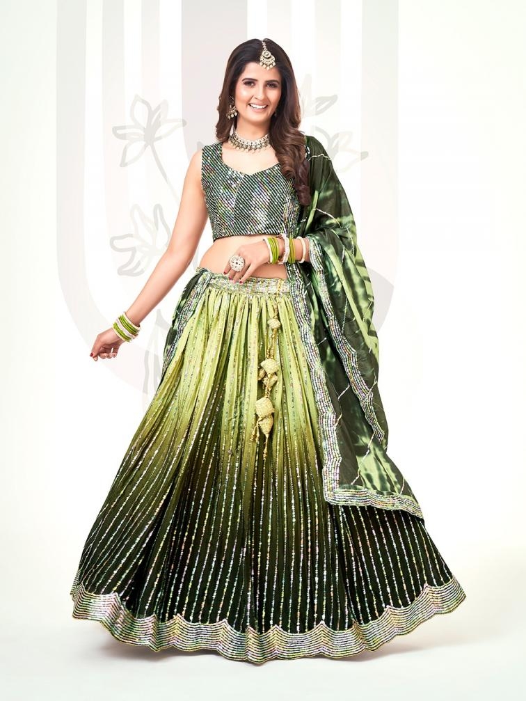 shee star lc190 & lc191 chinon silk semi stitch lehenga unstitch choli for festivals look