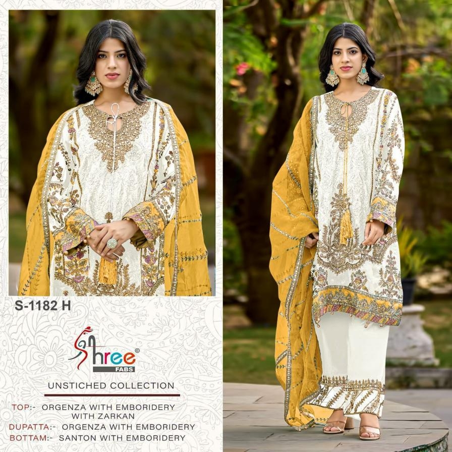 shree fabs 1182 organza wholesale pakistani suit 
