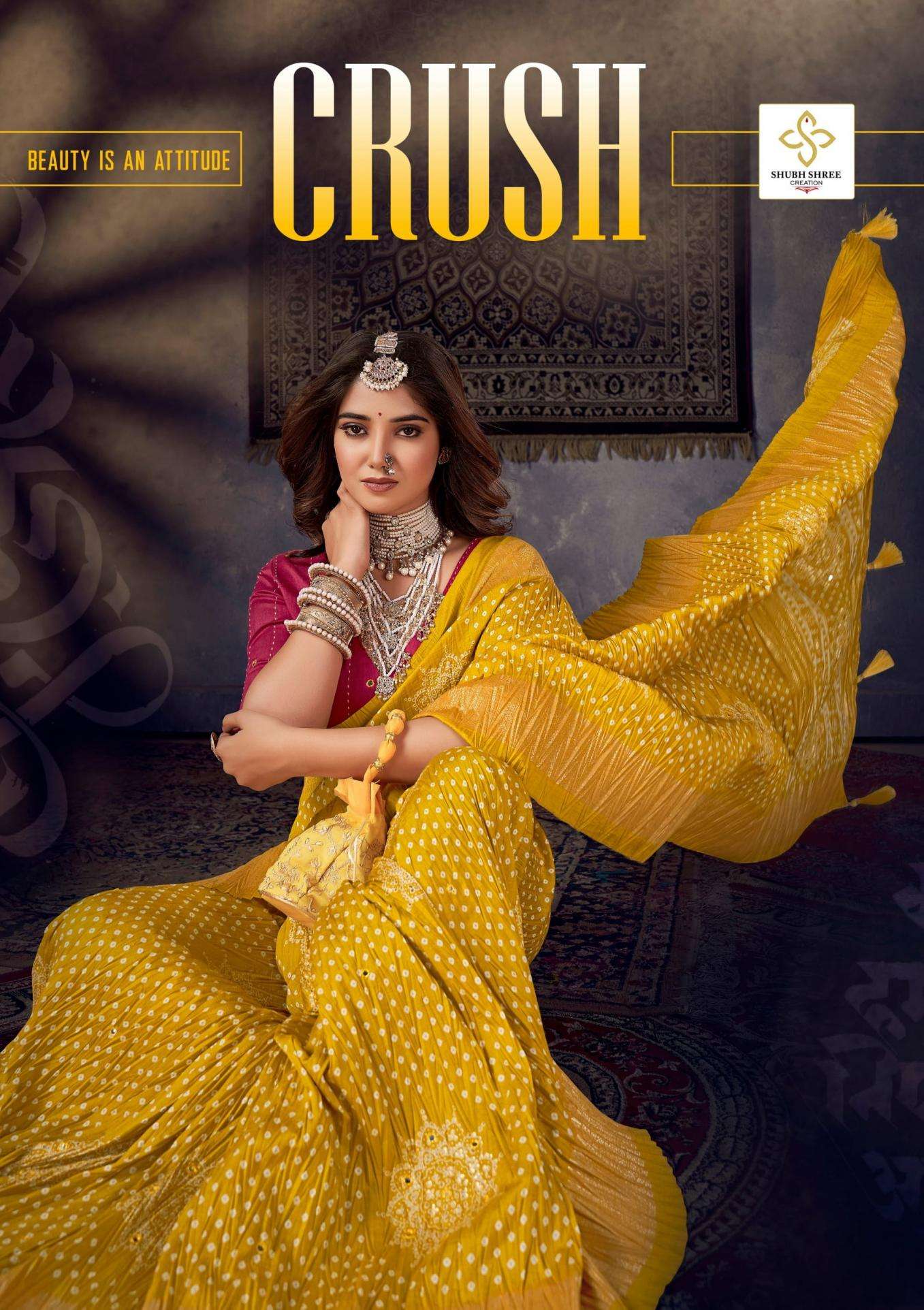 shubh shree creation crush series 1001-1004 tusser silk wholesale saree