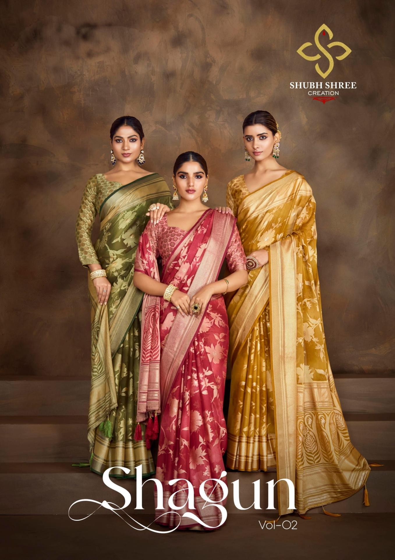 shubh shree creation shagun vol 2 series 2001-2006 dull moss brasso wholesale saree