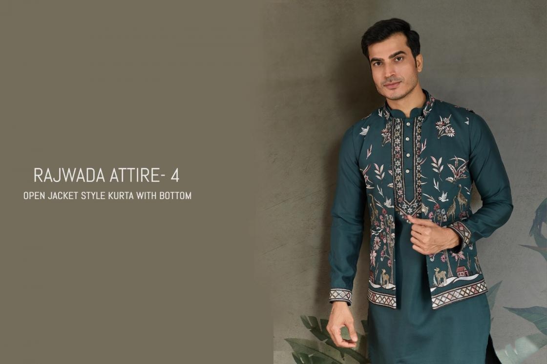 shubhvastra rajwada attire vol 4 series 61201-61207 viscose silk wholesale mens kurta
