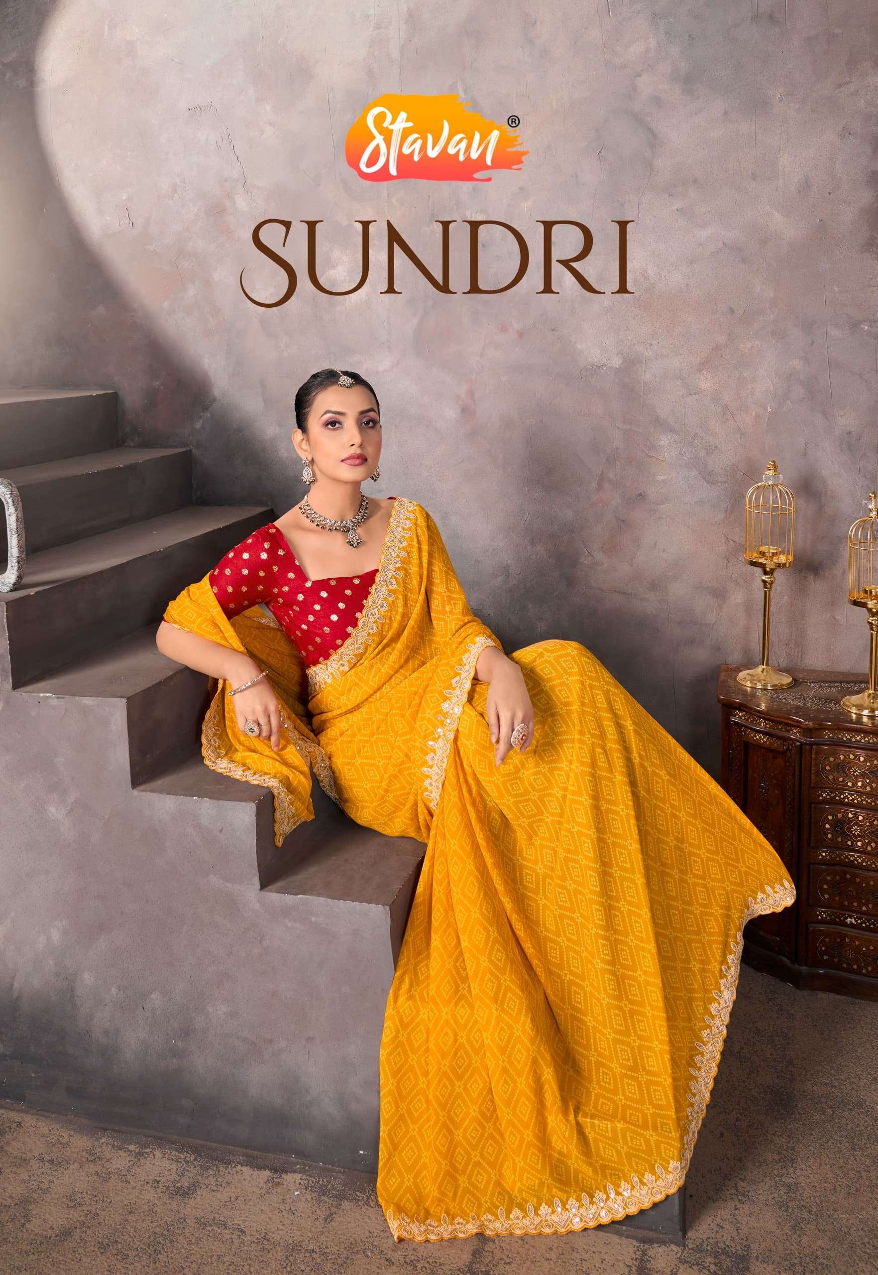 STAVAN Sundri Soft Georgette with Embroidery Border wholesale saree