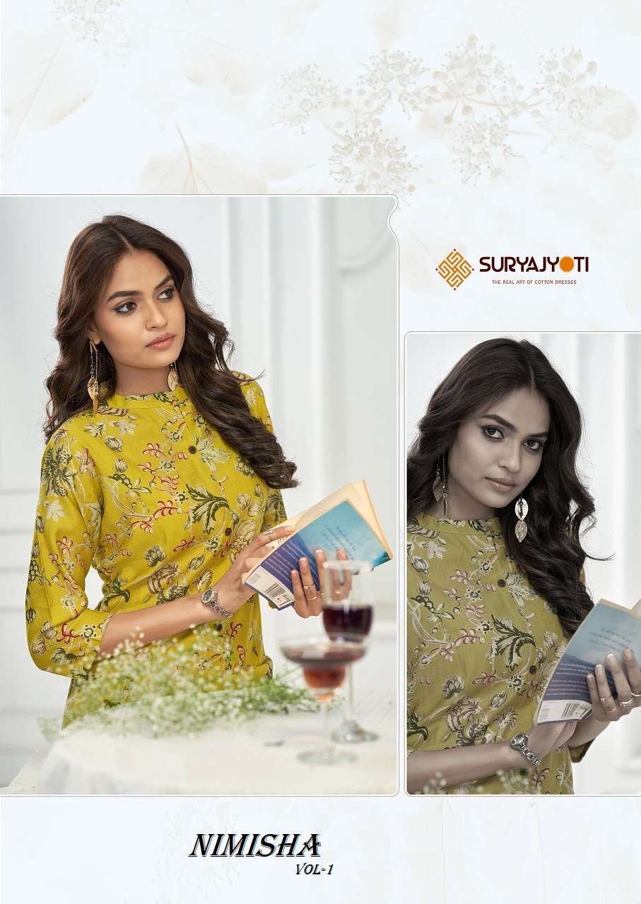 Suryajyoti Nimisha Vol-1 series 1001-1006 Vertigan wholesale kurti 
