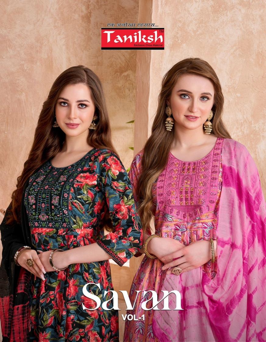 taniksh savan vol 1 series 1001-1008 viscose foil wholesale suit 