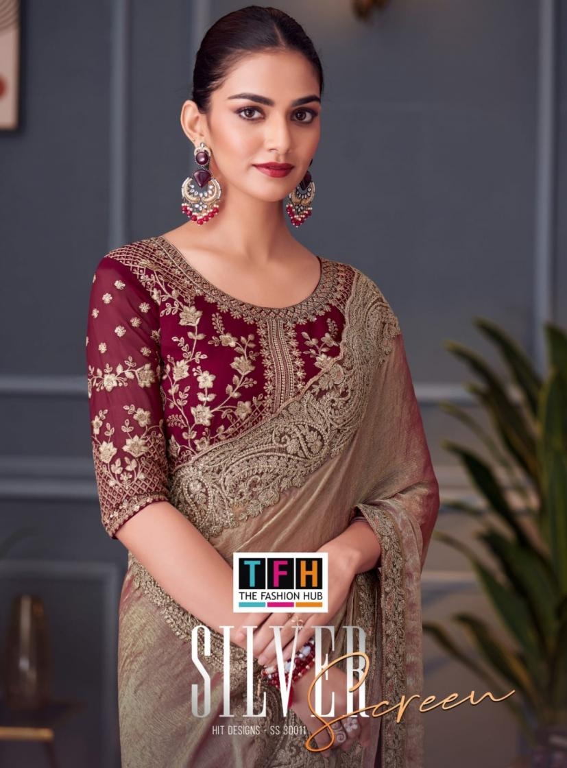 tfh silver screen vol 20 33011 series tone silk wholesale saree