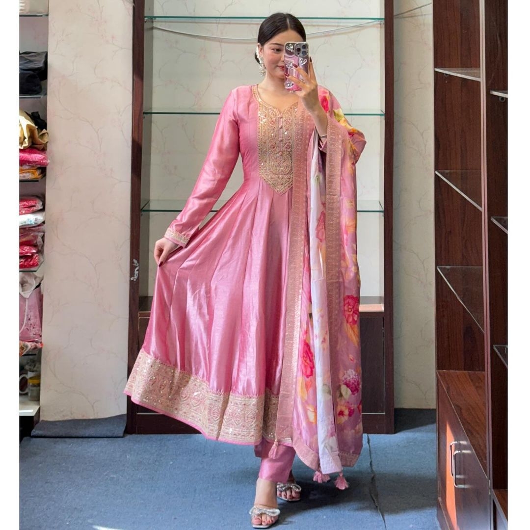The lightweight Roman silk fabric gives the outfit a comfortable feel wholesale kurti