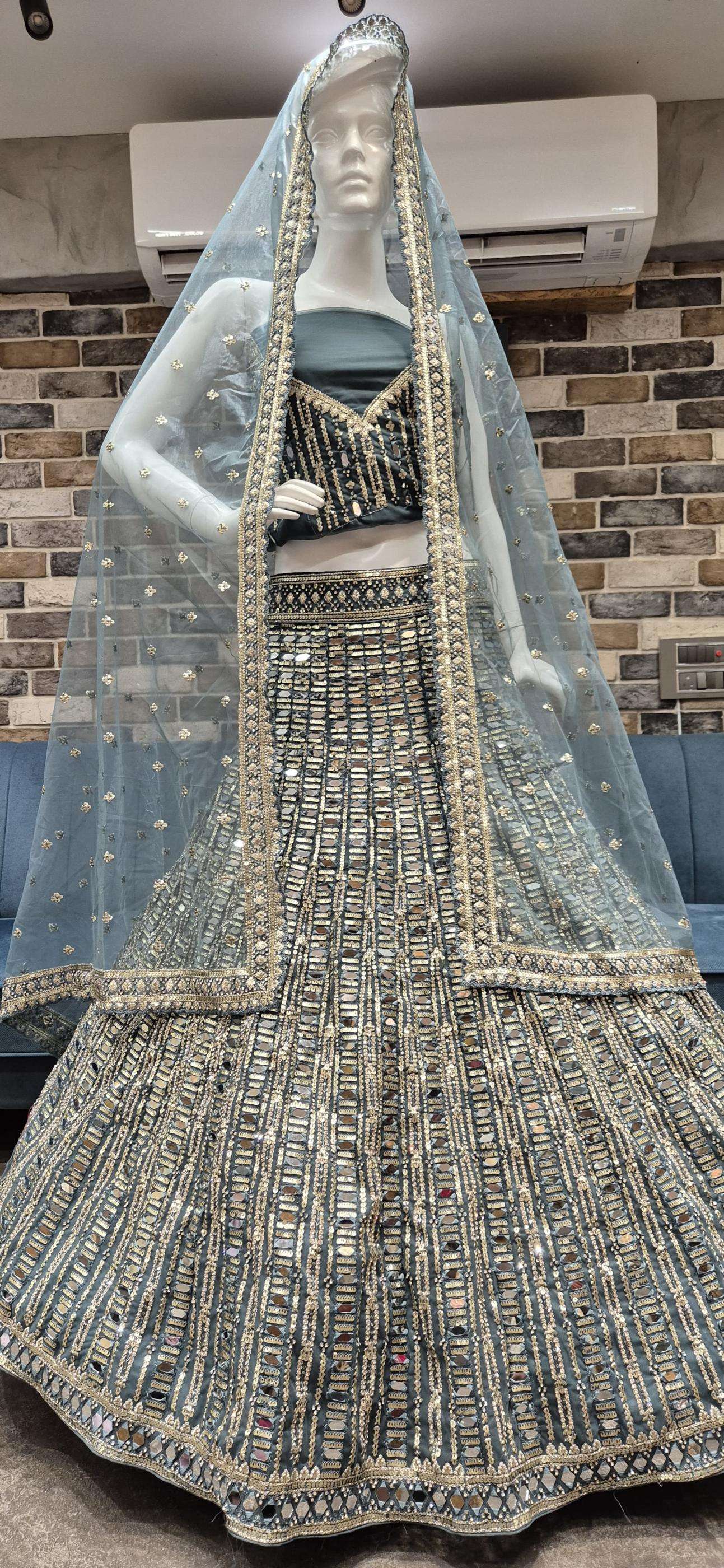 v 11109500 fancy hand mirror designer semi stitch lehenga blouse with dupatta