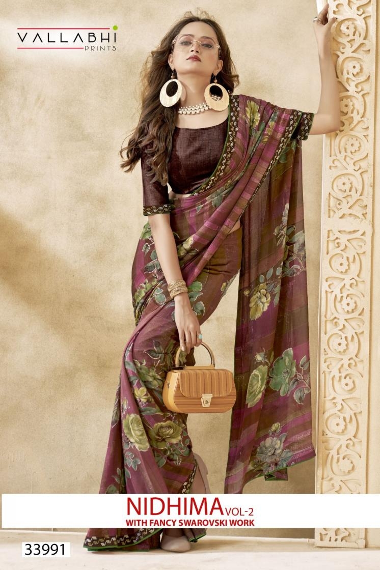 vallabhi prints nidhima vol 2 series 33991-33996 georgette wholesale saree