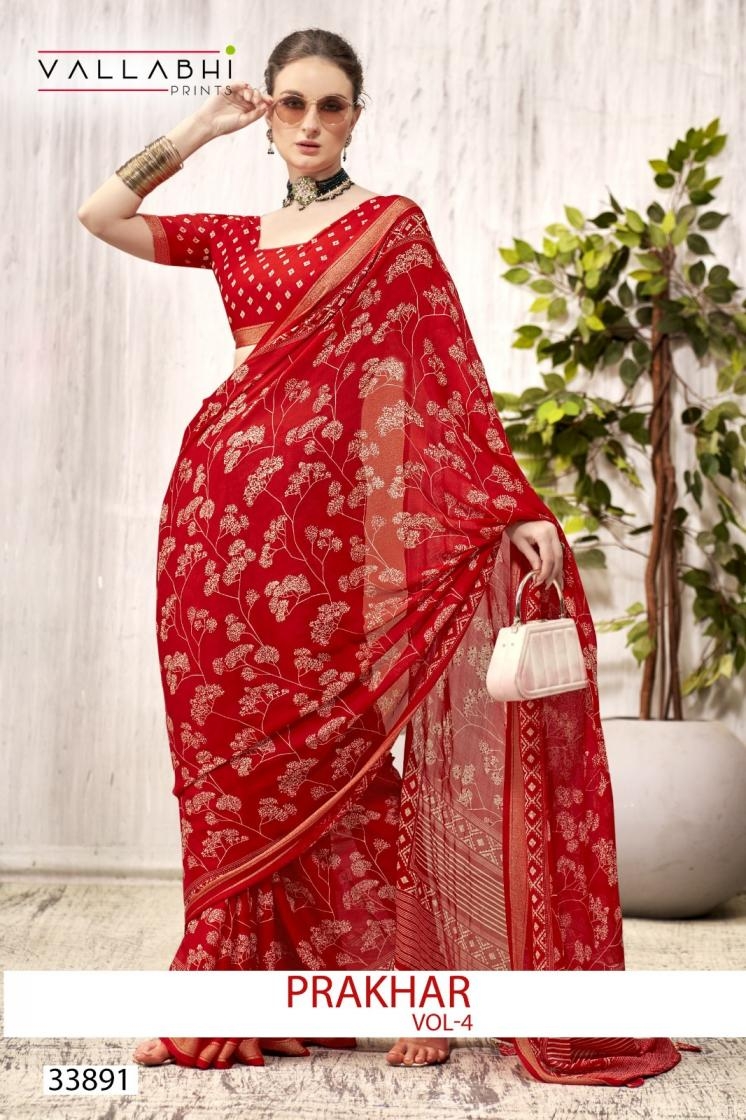 vallabhi prints prakhar vol 4 series 33891-33896 MOSS GEORGETTE wholesale saree