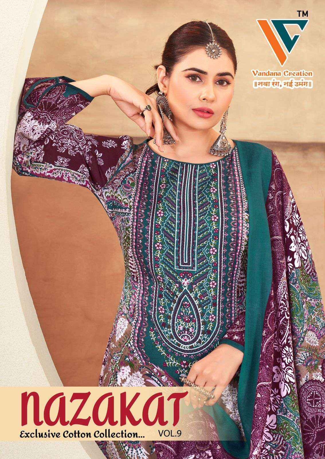 Vandana Creation Nazakat Vol 9 series 9001-9008 Cotton wholesale suit 