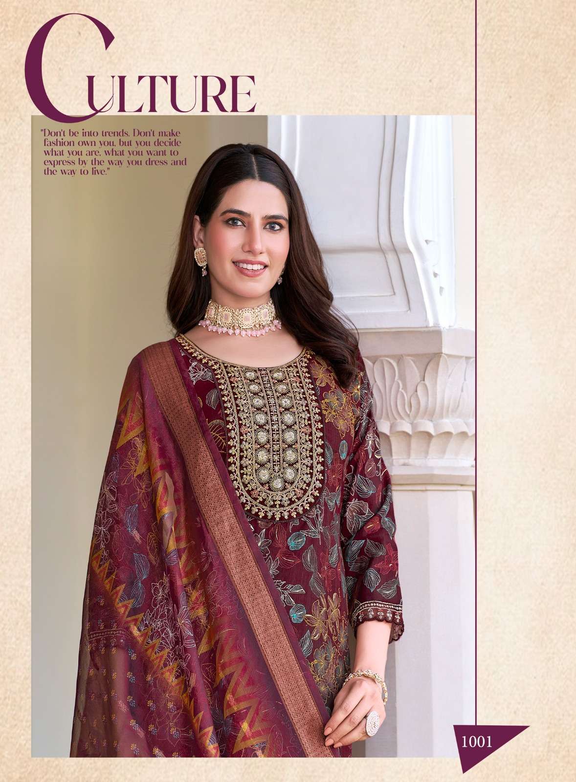 VERTICAN FOIL PRINT WITH EMBROIDERY WORK wholesale suit 