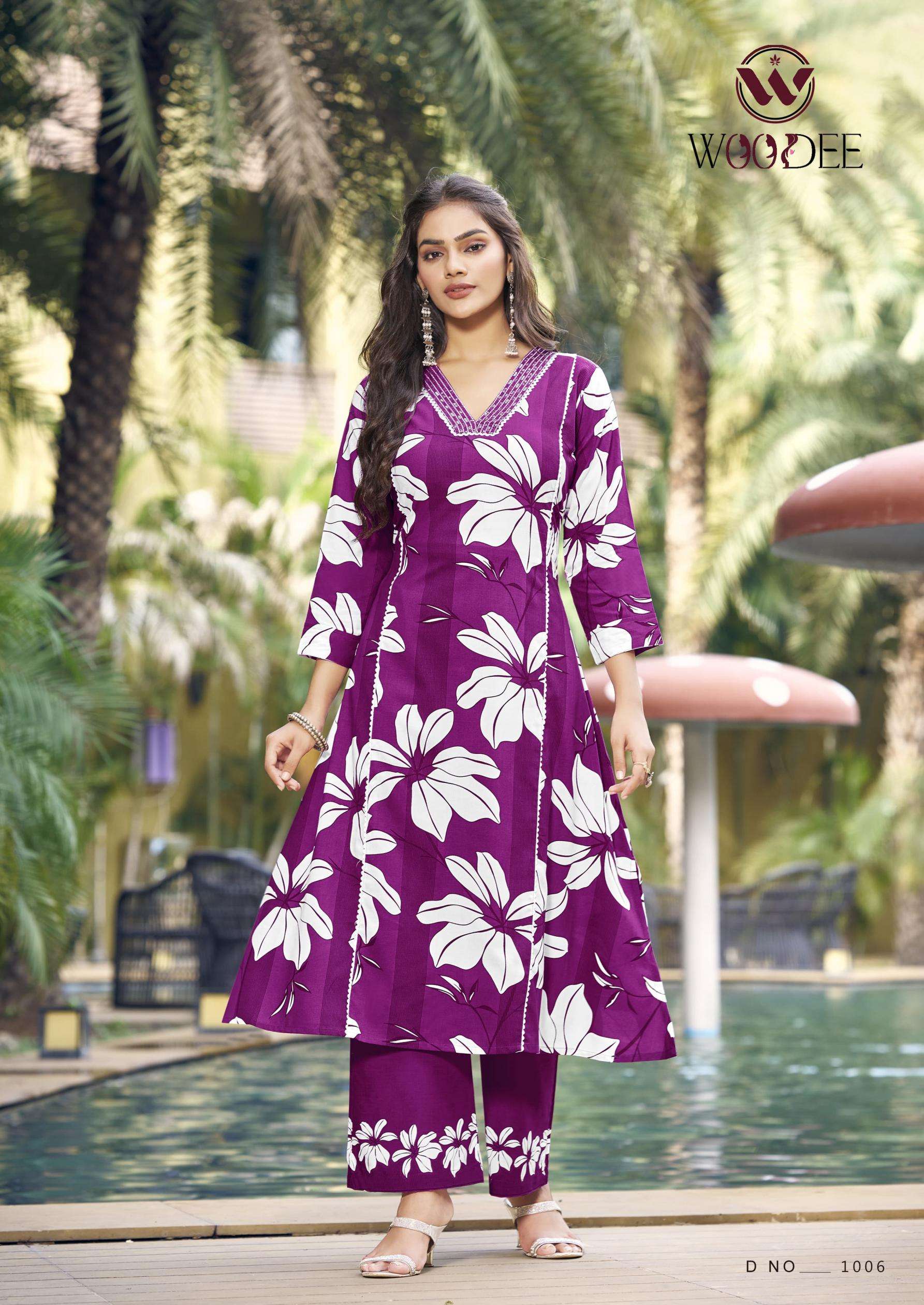 woodee payal series 1001-1006 Premium heavy reyon kurti with pant 