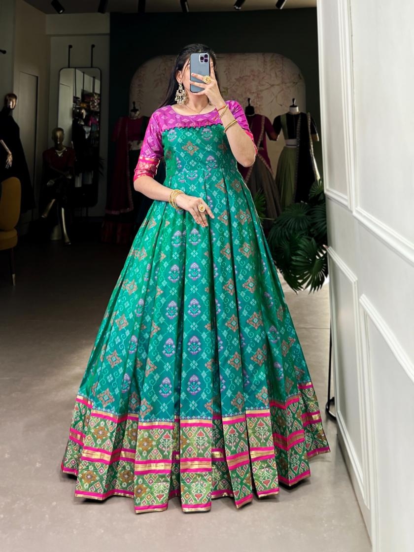 ynf5308 readymade jacquard silk regular wear long gown for womens