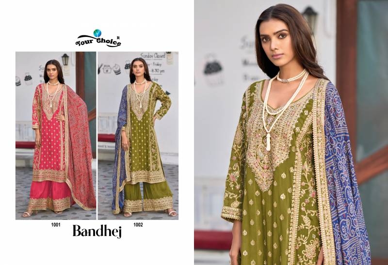 Your Choice Bandhej series 1001-1002 Chinon wholesale suit 