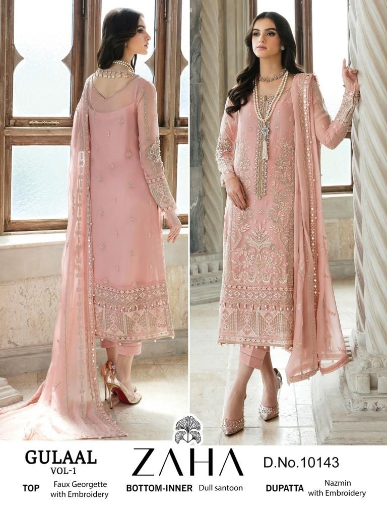 ZAHA 10143 GEORGETTE WITH HEAVY EMBROIDERED wholesale suit 