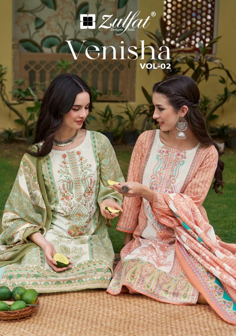 zulfat venisha vol 2 series 665001-665008 Pure Cotton wholesale suit
