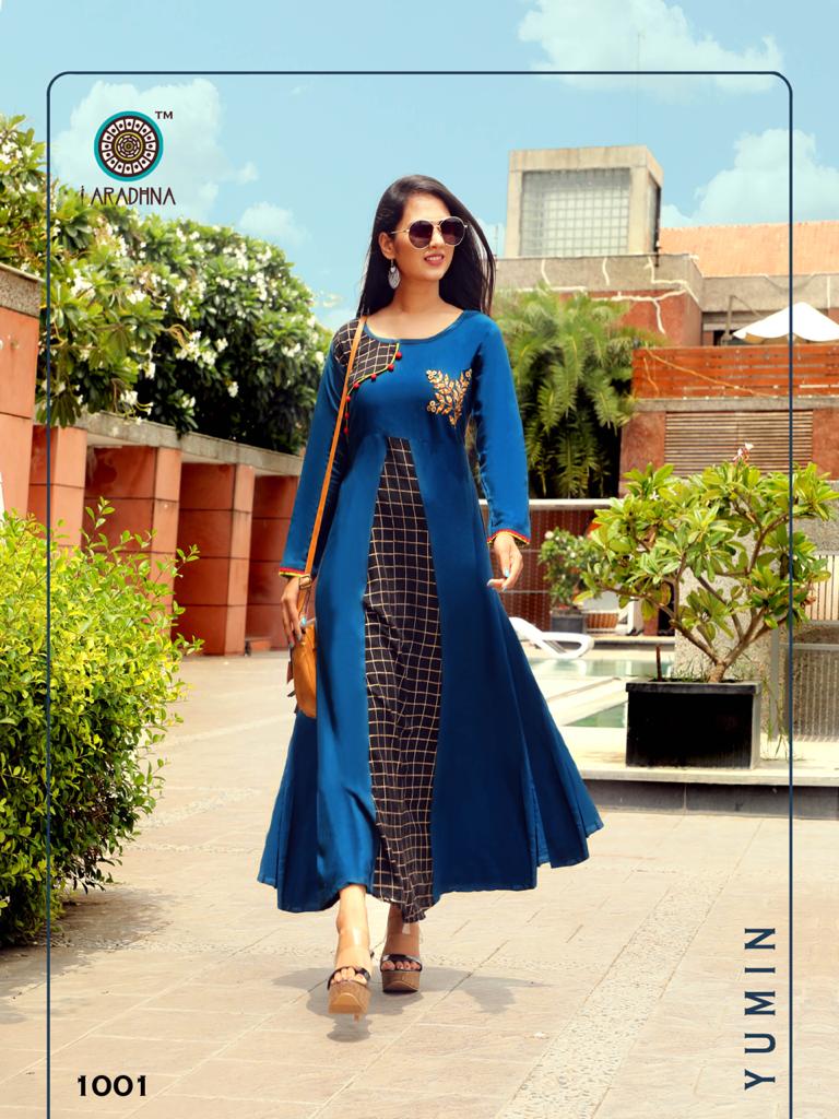 Western Girl By Aradhna Rayon Long Gown Style Kurti Designs
