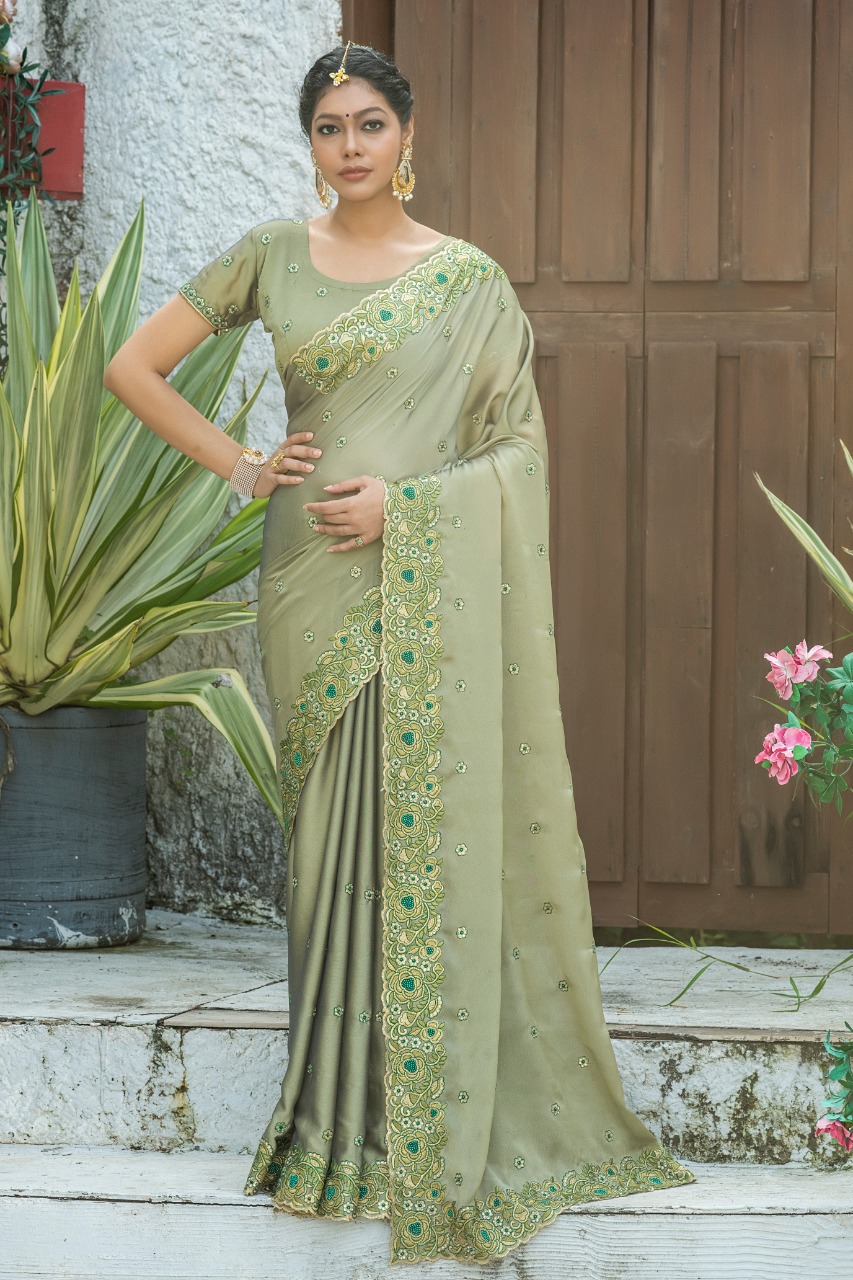 Mehendi Green Silk Mirror Embroidered Kurta With Stole Design by Kasbah  Clothing at Pernia's Pop Up Shop 2024