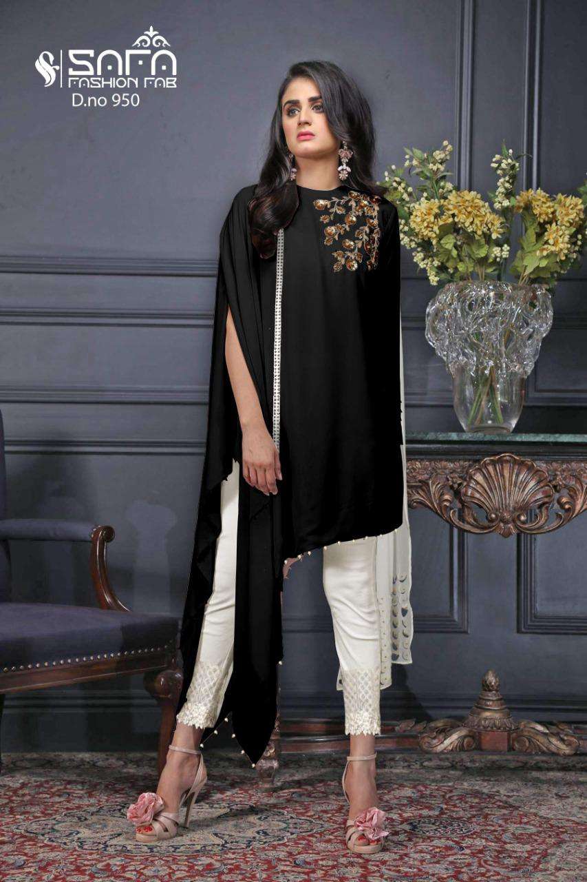 Buy Taffeta Silk Cigarette Pant Suit In Black Colour Online