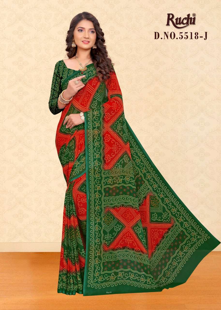 Georgette Printed Designer Bandhani Saree, Occasion : Party wear, Color :  Multi Color at Rs 898 / Piece in Surat