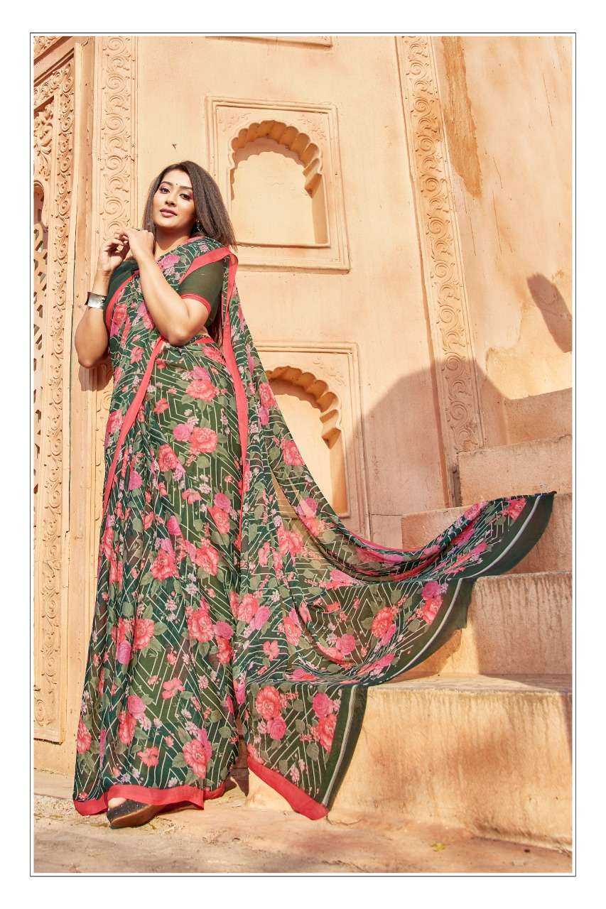 Printed olive silk saree for wedding wear - G3-WSA52835 | G3fashion.com