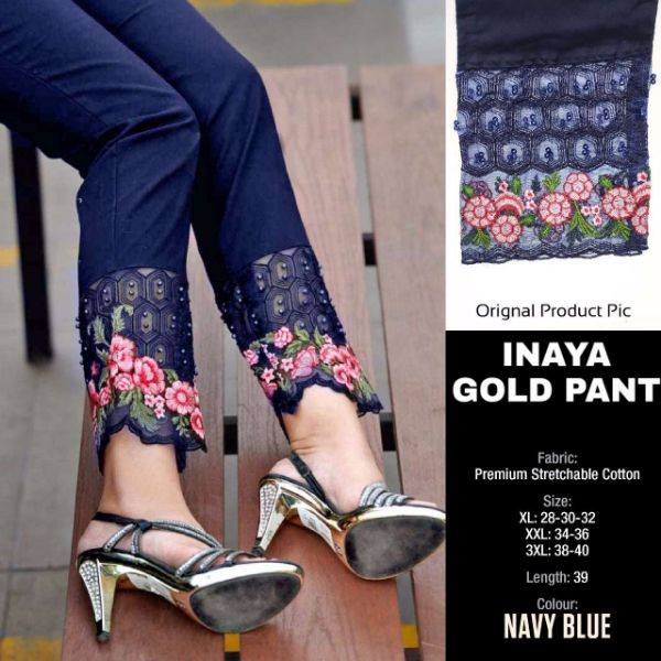Inaya Gold Pant By K4u Cotton Embroidery Western Wear Fancy Ladies Pant