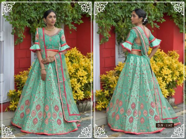 Phantom silk Embroidered Bridal Semi-Stitched Sea Green Truly Traditional  Lehenga Choli with Dupatta For Women in Dandeli at best price by Aanya -  Justdial