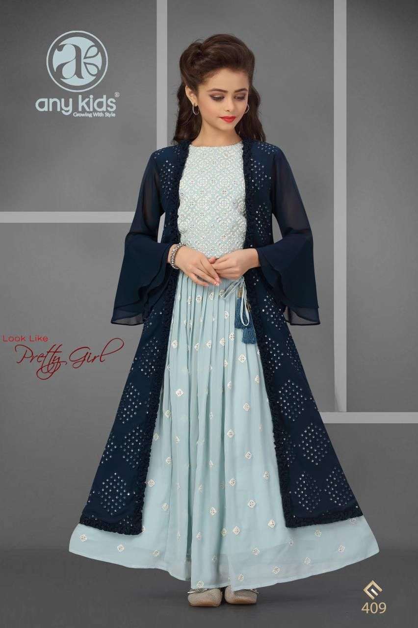 Midnight blue drape gown with jacket – Smriti Apparels
