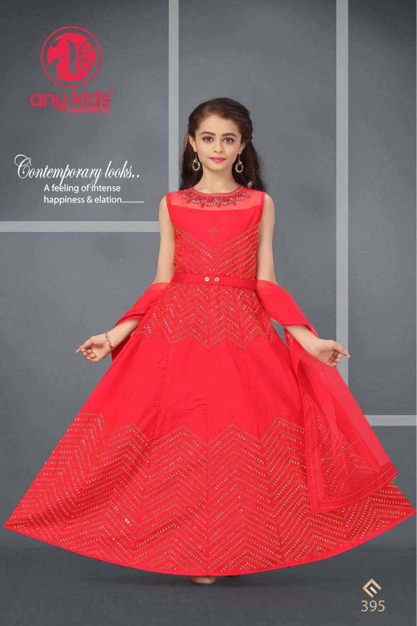 Buy Stunning Bright Orange Palazzo Gown for Kids Online