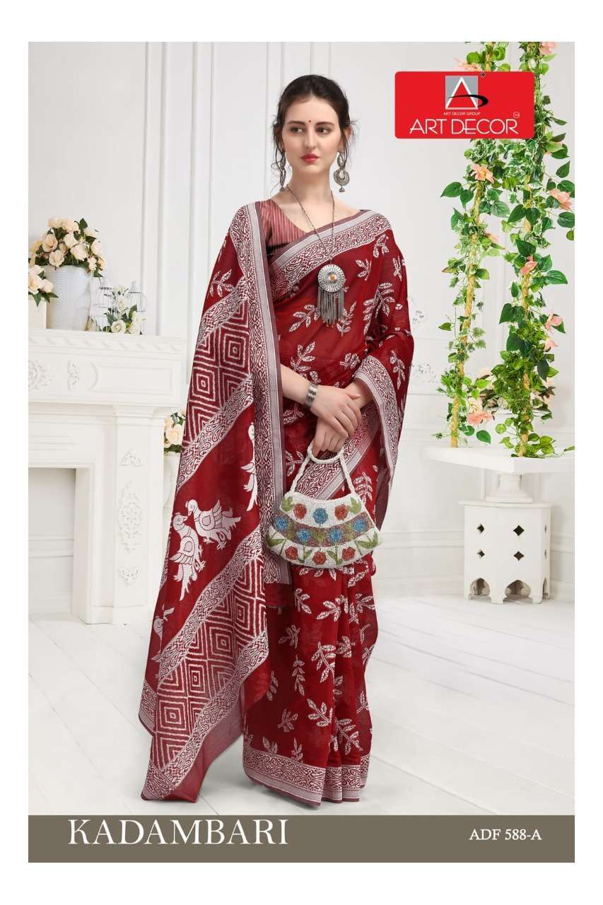 ART DECOR KADAMBARI HANDLOOM COTTON FANCY SARIS WHOLESALE