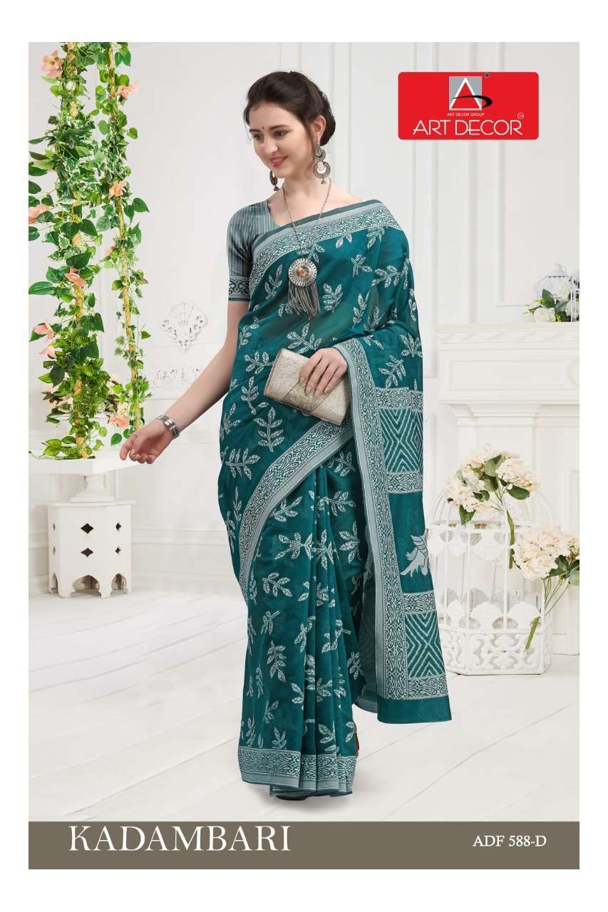 ART DECOR KADAMBARI HANDLOOM COTTON FANCY SARIS WHOLESALE