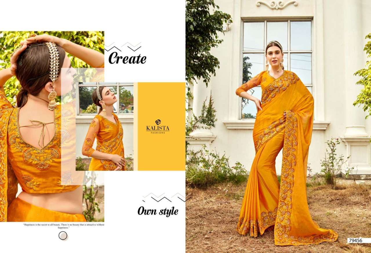 KALISTA HARLEEN GOLD TRADITIONAL WEAR FANCY SAREE SUPPLIER