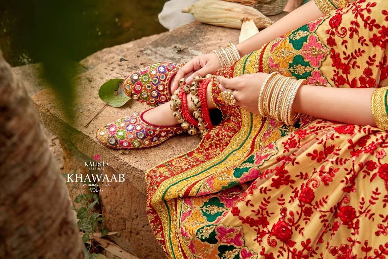 KHWAAB VOL 17 BY KALISTA SILK HEAVY EMBROIDERY WEDDING FANCY SAREE