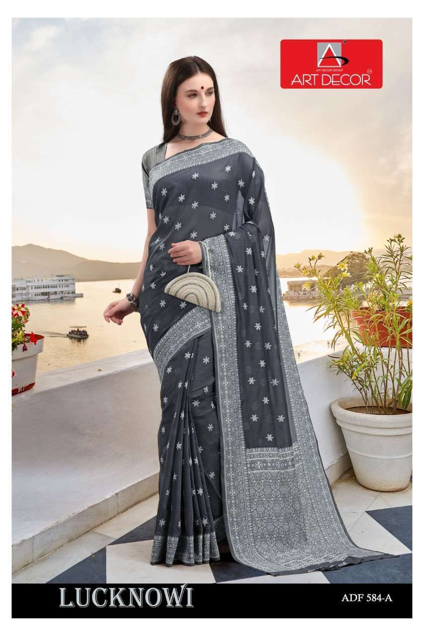LUCKNOWI BY ART DECOR HANDLOOM COTTON FANCY SAREES