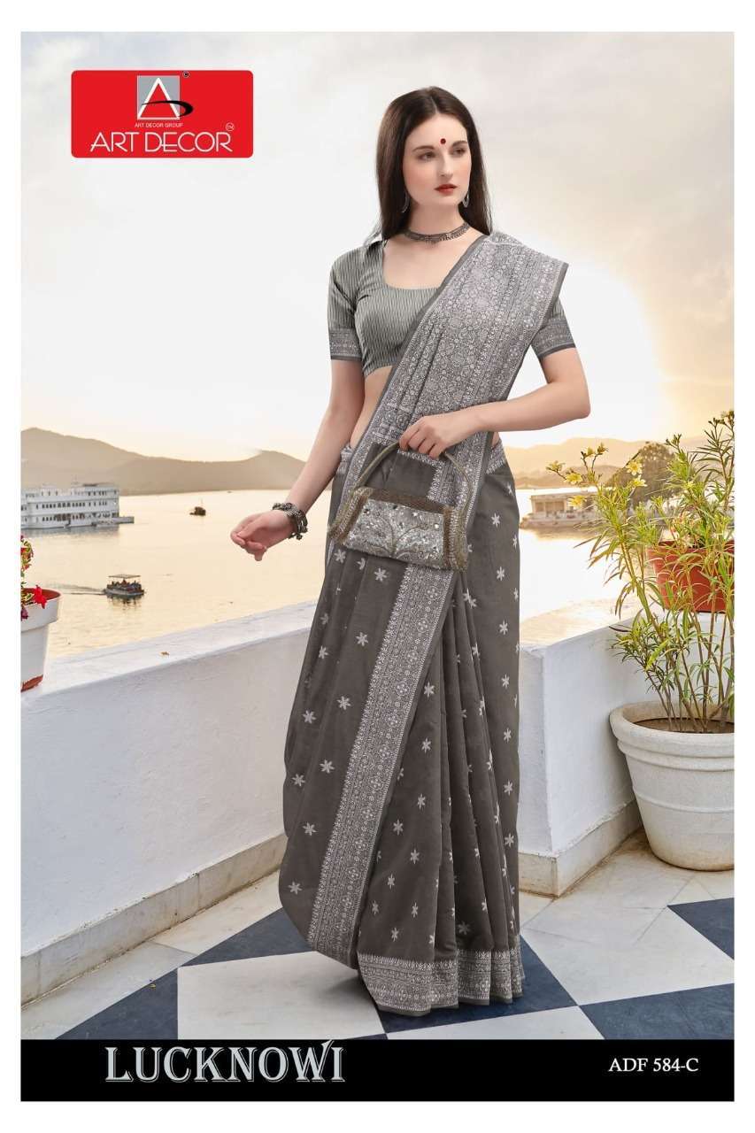 LUCKNOWI BY ART DECOR HANDLOOM COTTON FANCY SAREES