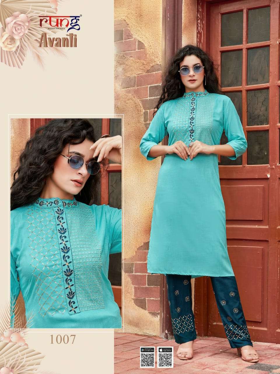 RUNG AVANTI SLUB RAYON KURTI WITH PANT CATALOGUE