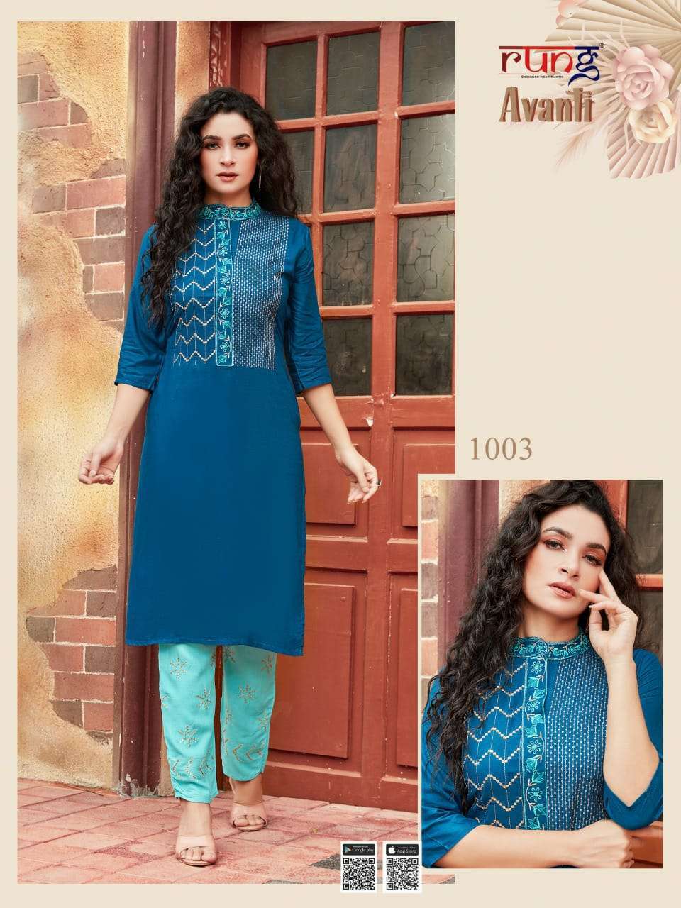 RUNG AVANTI SLUB RAYON KURTI WITH PANT CATALOGUE
